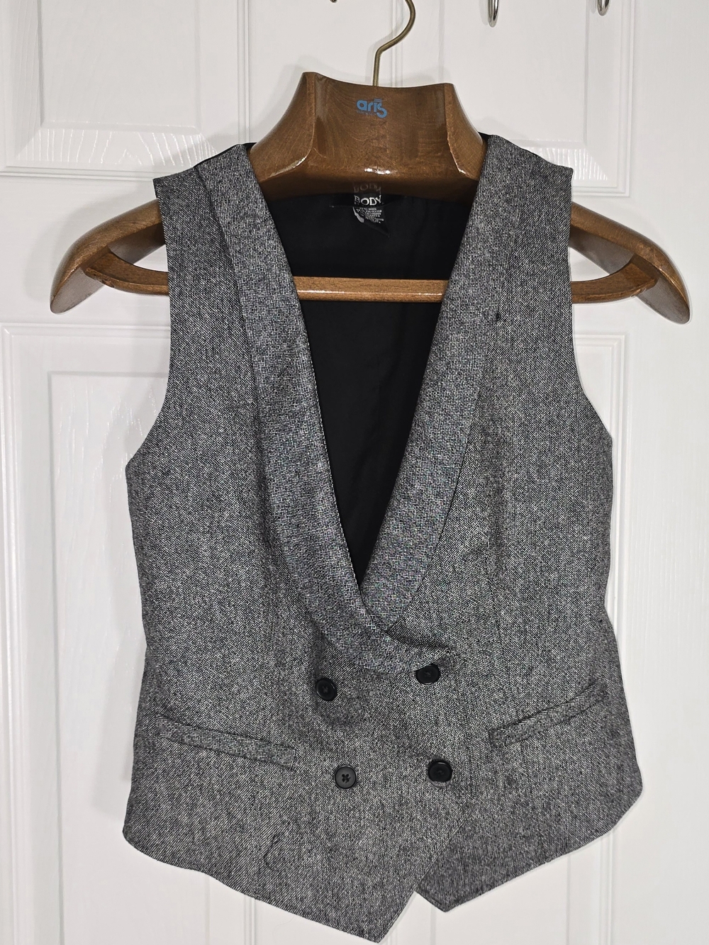 Tailored‎ Grey Tweed Double-Breasted Vest Wool Academia Menswear Inspired